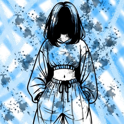 realistic girl faceless with baggy pants and a crop top