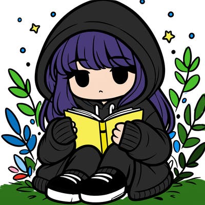 girl in oversized hoodie reading a book