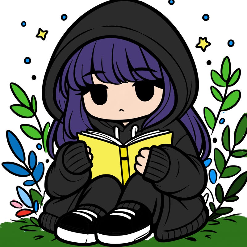 girl in oversized hoodie reading a book