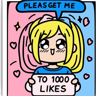 a girl saying please get me to 100 likes