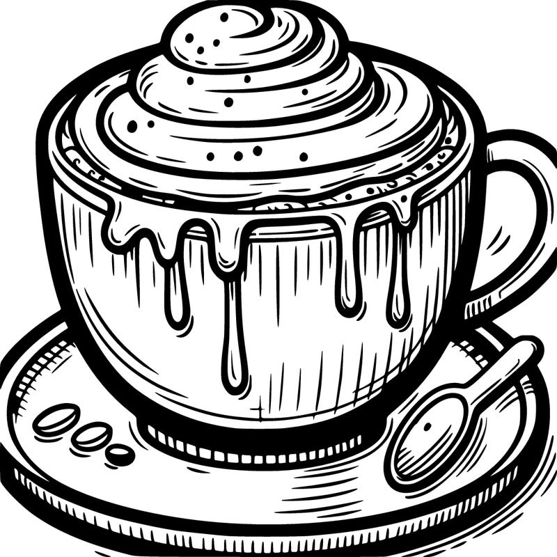 cappuccino: with a foam topping and drips