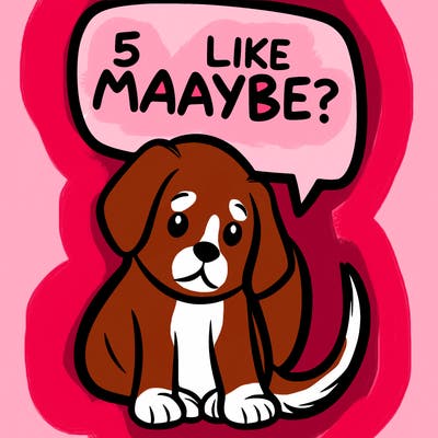 a puppy that says 5 like maybe
