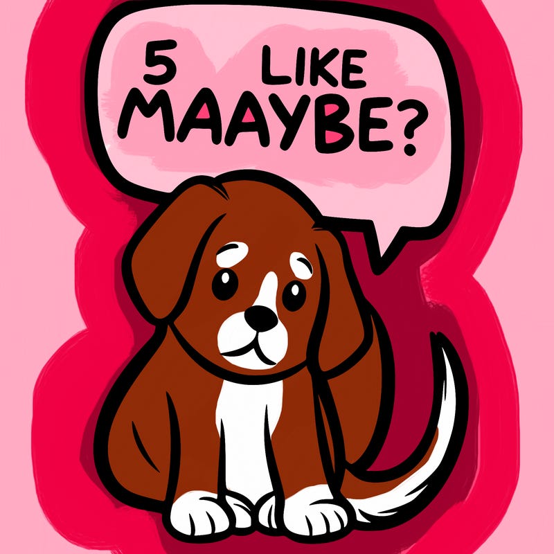 a puppy that says 5 like maybe