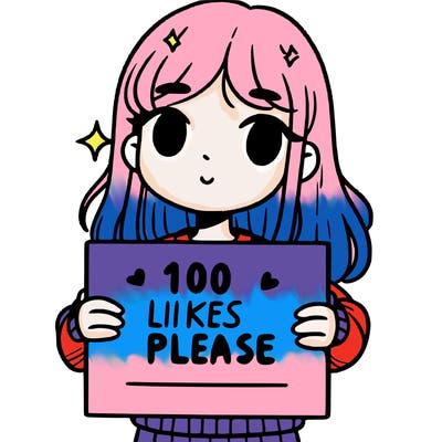 a girl holding up a sign saying 100 likes please