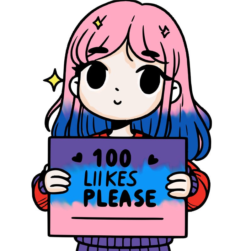 a girl holding up a sign saying 100 likes please