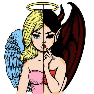 realistic angel half demon