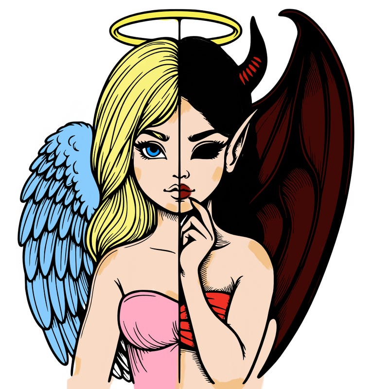 realistic angel half demon