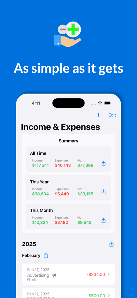 Simple Income Expense Log App - Business App | MWM
