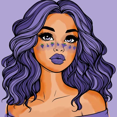 realistic girl with wavy hair and lips