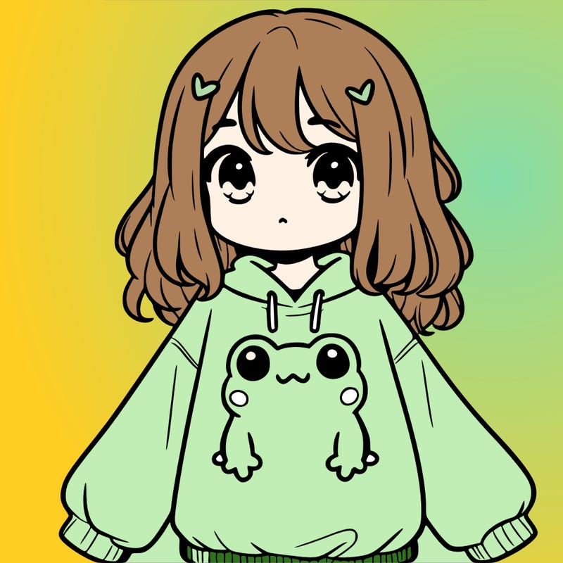girl wearing frogging sweatshirt