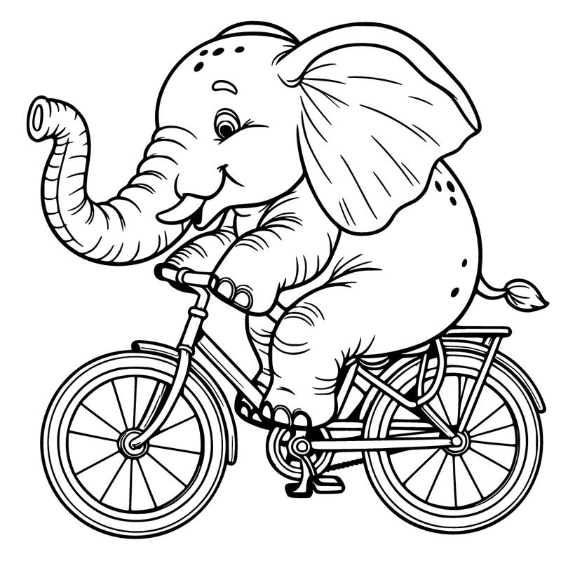 a realistic elephant riding a bike