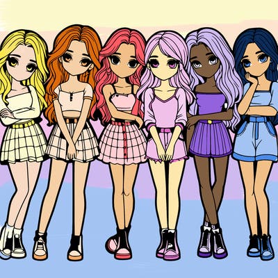 a group of girls realistic