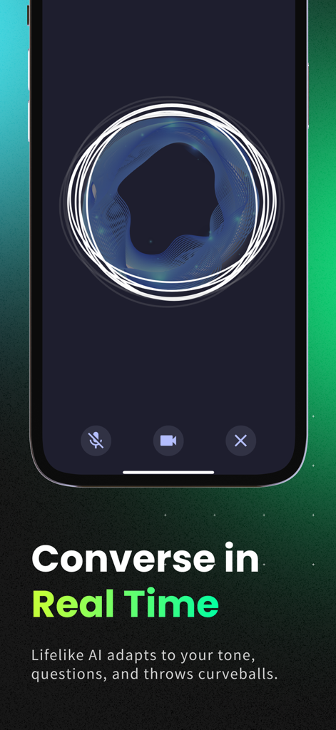 CharmXP: AI Charisma Coach - Real-time AI conversation roleplay interface in the CharmXP app.