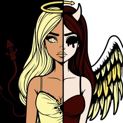 devil vs angel realistic girl