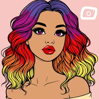 realistic girl with wavy hair and lips