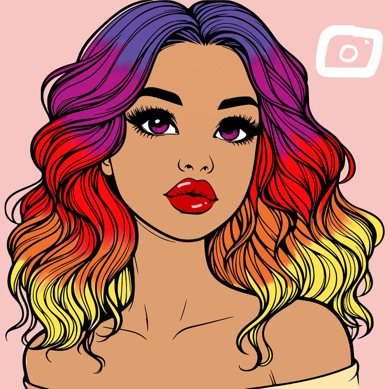 realistic girl with wavy hair and lips