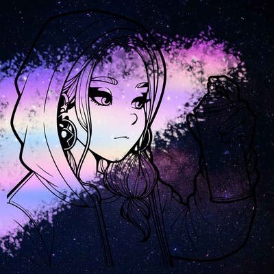 a realistic girl, spray painting