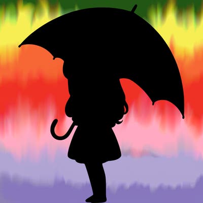 lonely girl holding black umbrella