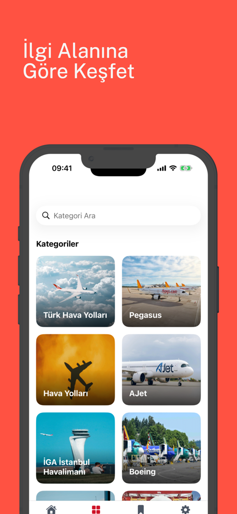 HavaSosyalMedya - Interface do HavaSosyalMedya mostrando categorias de aviação para companhias aéreas e aeroportos