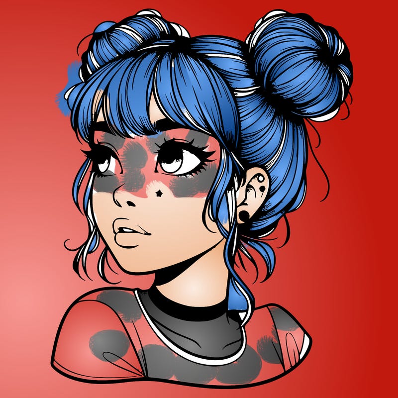 realistic girl with spacebuns