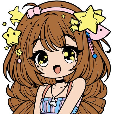 cute anime girl with star accessories