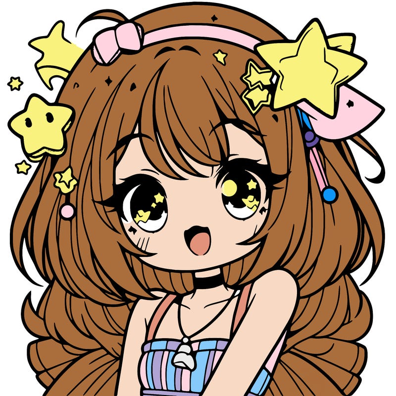 cute anime girl with star accessories