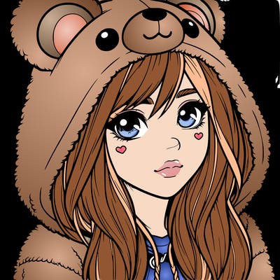 realistic girl in a bear hoodie