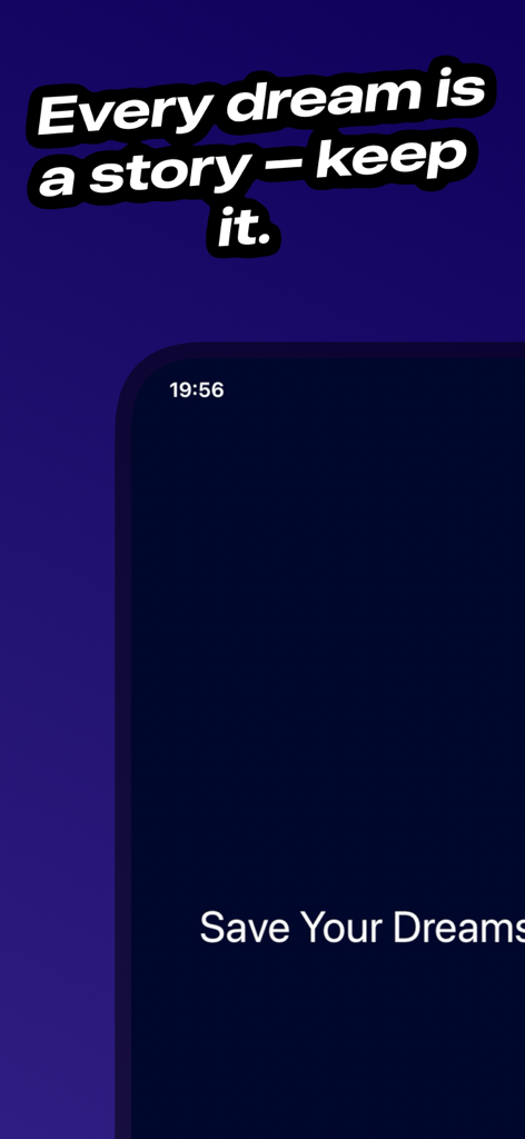 Screenshot of Dream Meaning AI Interpreter app featuring the dream journaling and saving tool with motivational text