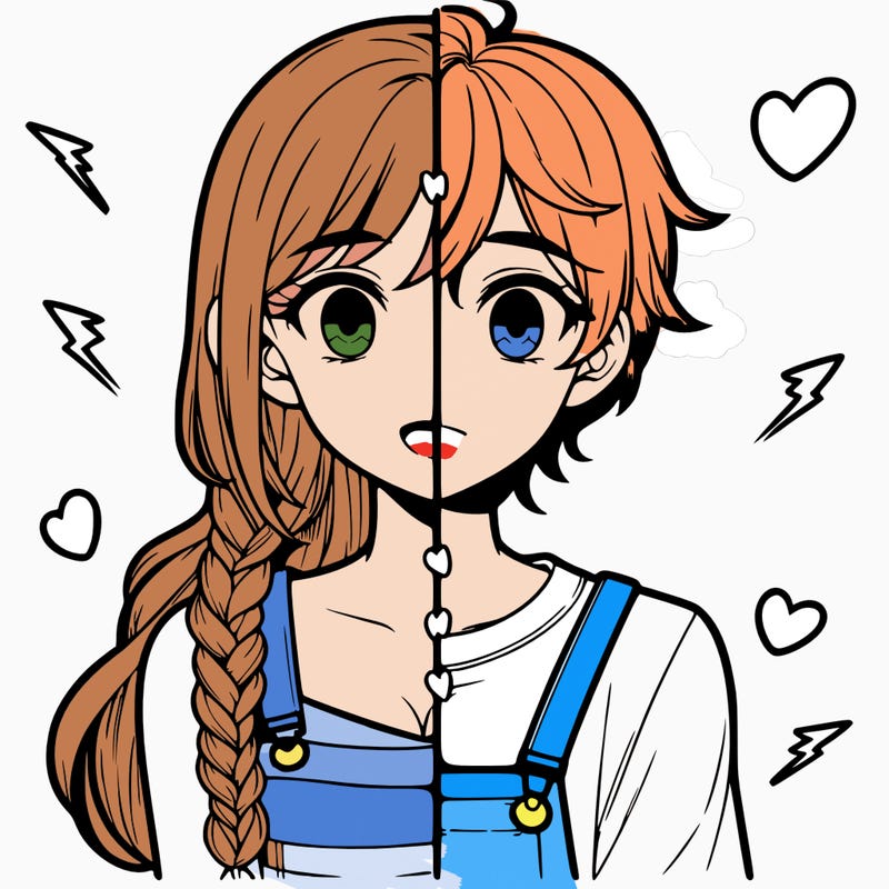 realistic girl boy split