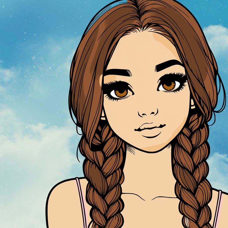 realistic girl with braids