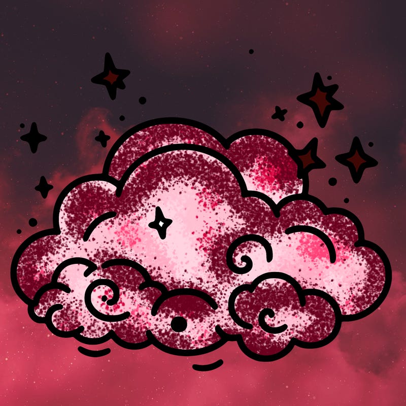 pink starry cloud sky