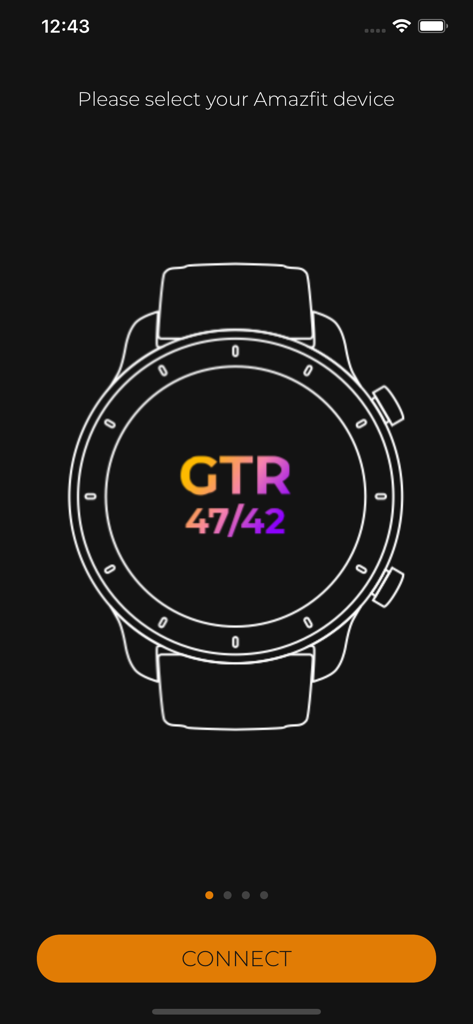 Geräteauswahlbildschirm für Amazfit GTR in der AmazFaces App