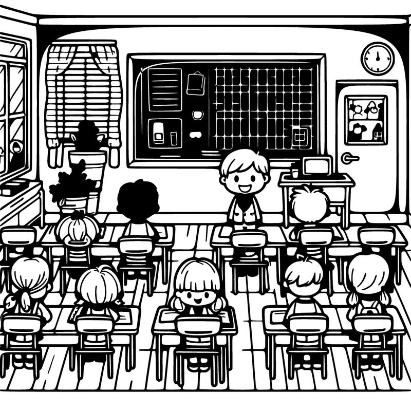 classroom children desk chalkboard