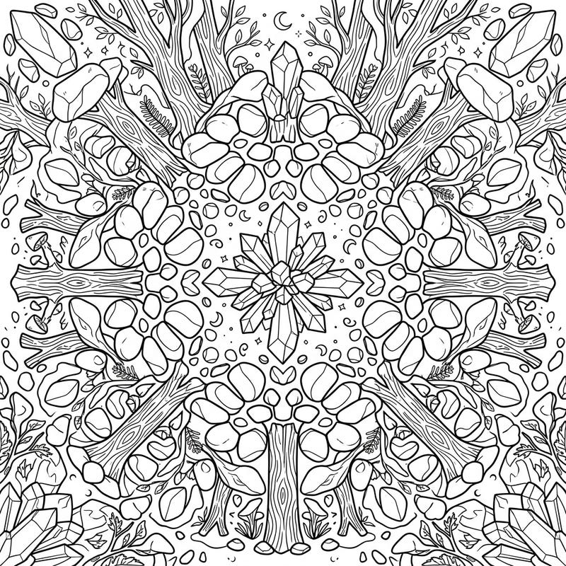 Immerse yourself in the serene beauty of nature with this captivating Forest Rocks Mandala coloring page. Its intricate design, blending earthy elements with sacred geometry, offers a truly meditative coloring experience.