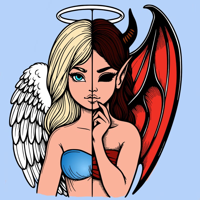 realistic angel half demon