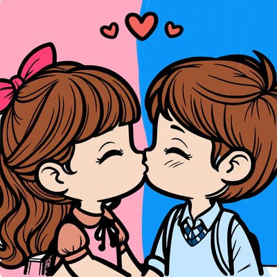 boy and girl kissing