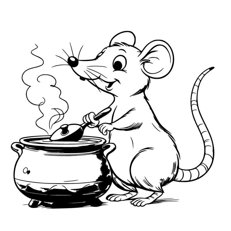 a rat with a long snout and big eyes that cooks with an era while standing on 2 legs realistic