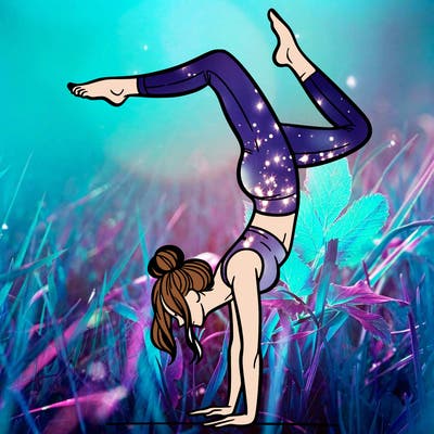 a woman doing a handstand