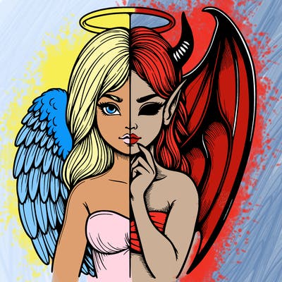 realistic angel half demon