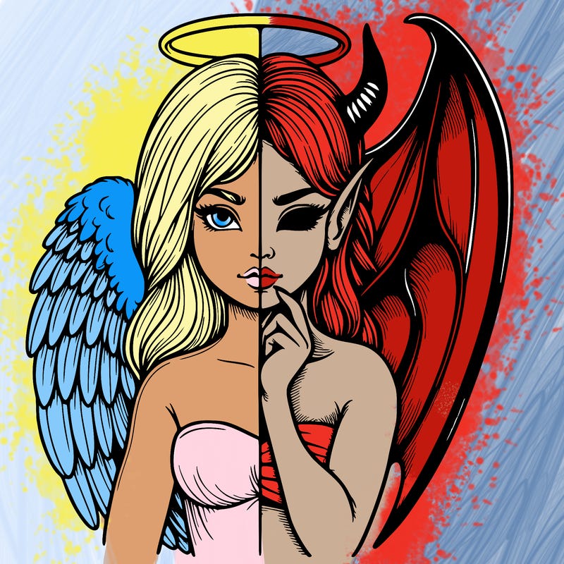 realistic angel half demon