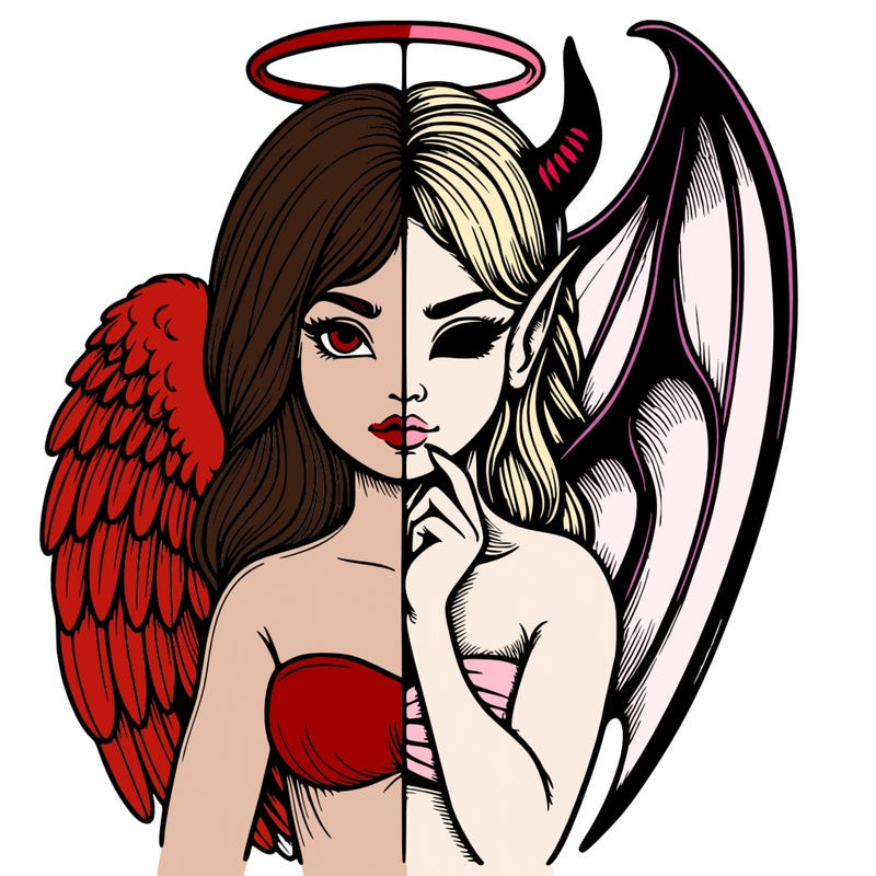 realistic angel half demon