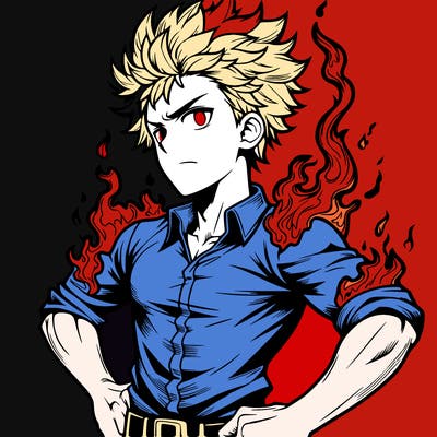 realistic manga man of fire