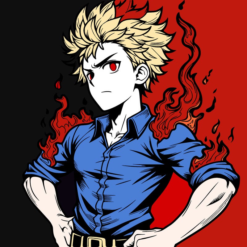 realistic manga man of fire