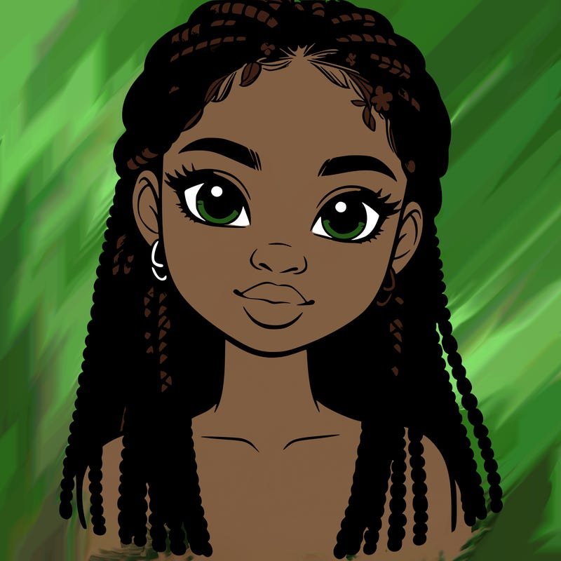 a realistic black girl with braids