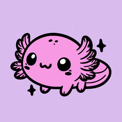 cute easy baby axolotl