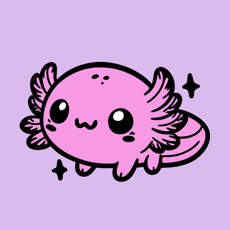 cute easy baby axolotl