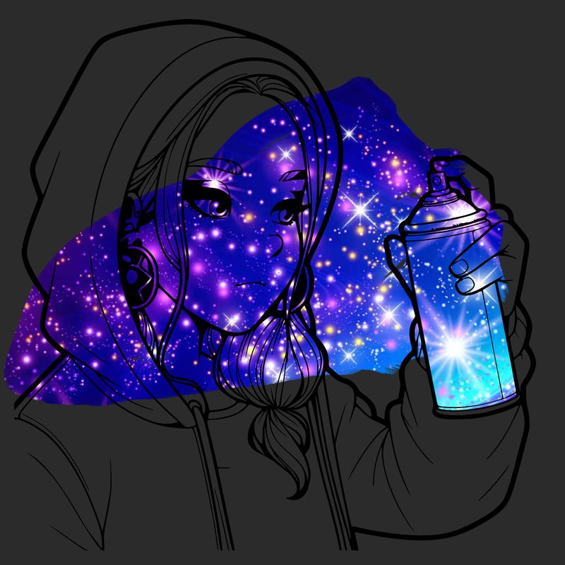 a realistic girl, spray painting