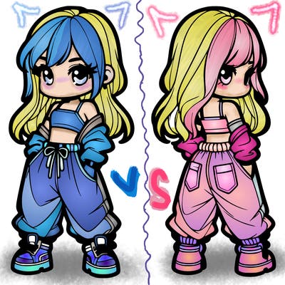 girl in crop top and baggy pants