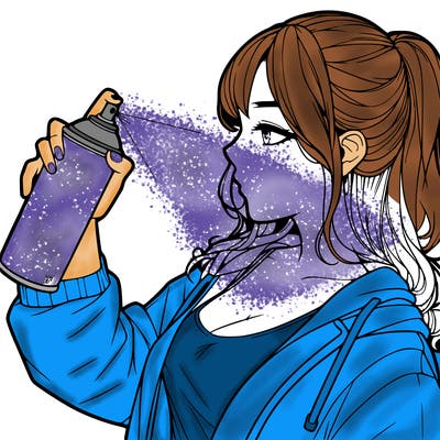 a realistic girl spray, painting