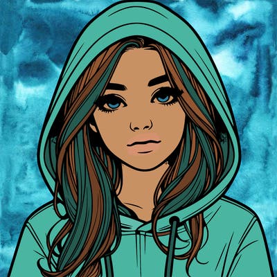 realistic girl with a hoodie